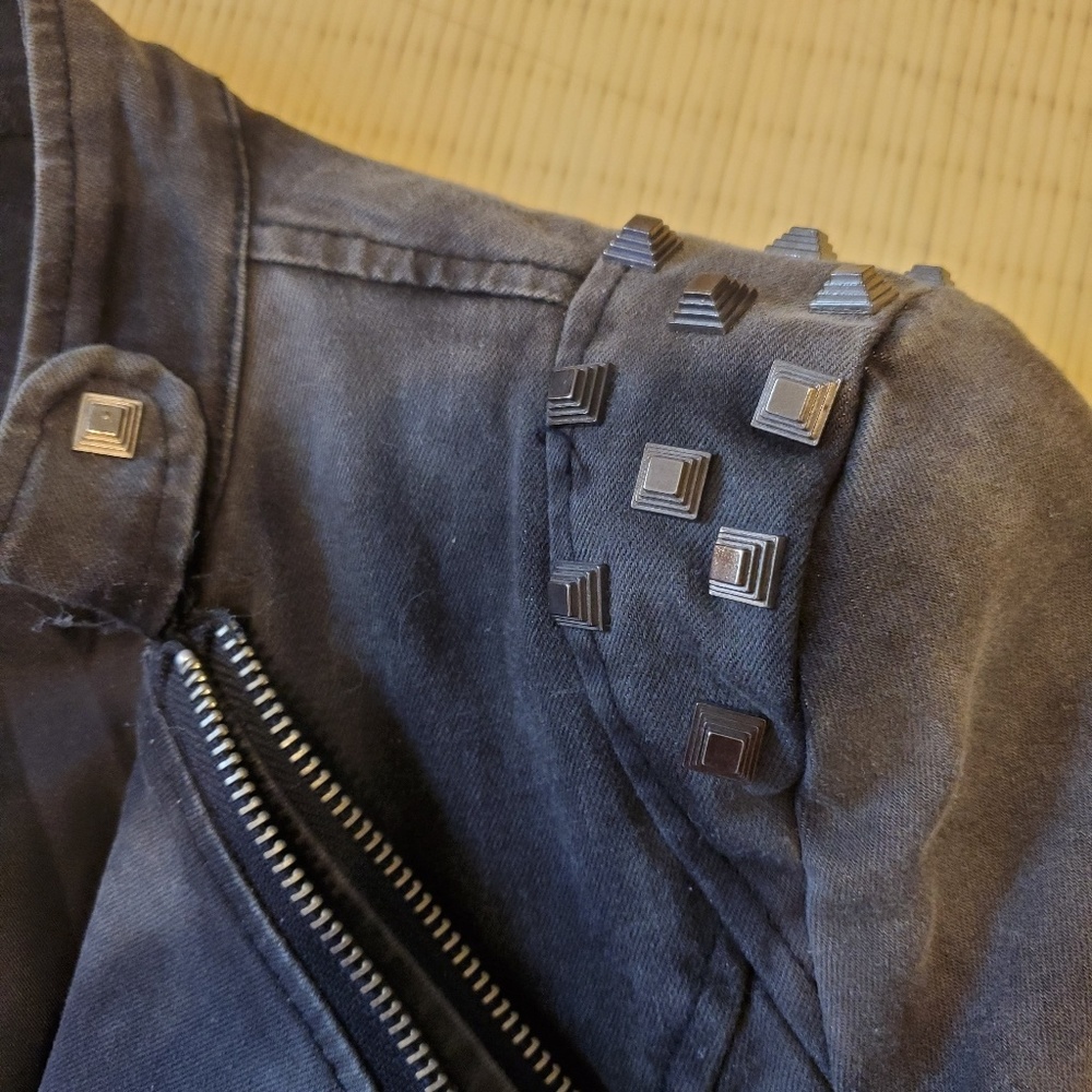 Stud-Embellished Washed Black Jacket/Blazer - Picture 6 of 9